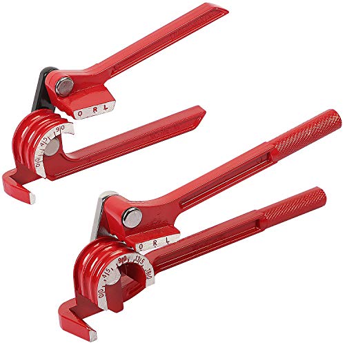 Pipe Bender, KEILEOHO 2 PCS, Hand Tubing Bender for 1/4, 5/16, 3/8 Inch Tubes, Brake Line Benders with 90 and 180 Degree Max Bending Angles, Heavy-Duty Tube Bending Tools Made of Aluminum