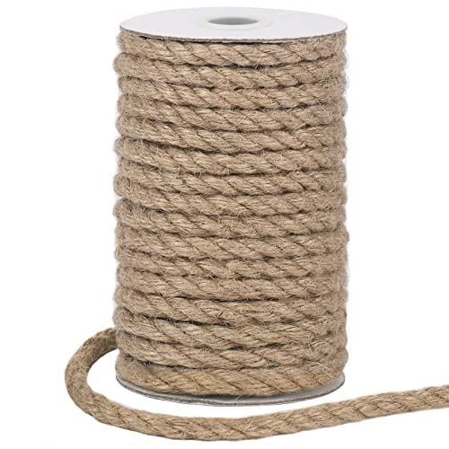 Vivifying 30 Feet 8mm Jute Rope, Natural Heavy Duty Twine for Crafts, Cat Scratch Post, Bundling