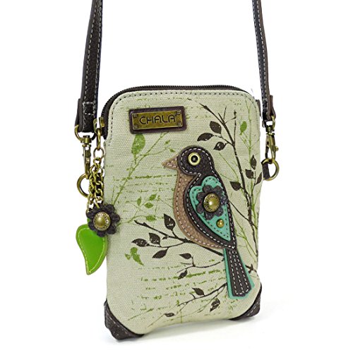 CHALA Crossbody Cell Phone Purse - Women Canvas Multicolor Handbag with Adjustable Strap (Bird - Safari Sand)