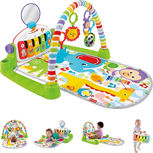 Fisher-Price Deluxe Kick & Play Piano Gym, Baby Activity Playmat With-Toy Piano, Lights, Music And Smart Stages Learning Content For Newborns And Up