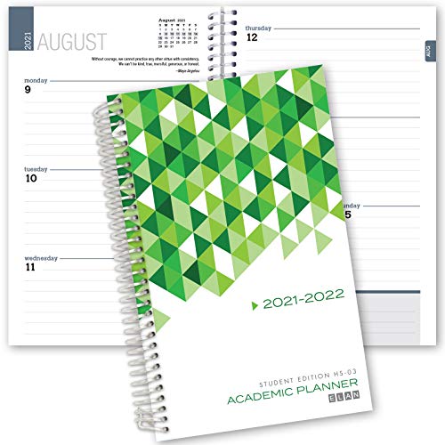 Elan Publishing Company Dated Student Planner for High School of College: Dated August - July Dated for 2021-2022 (HS-03-C1 - Green Cover)