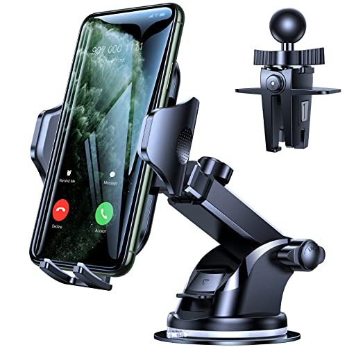 VICSEED Phone Holders for Your Car [66 Lbs Powerful Suction Cup][Thick Case & Big Phone Friendly] Universal Car Phone Holder Mount Dashboard Windshield Vent Phone Mount for Car for iPhone 15/14/13/12