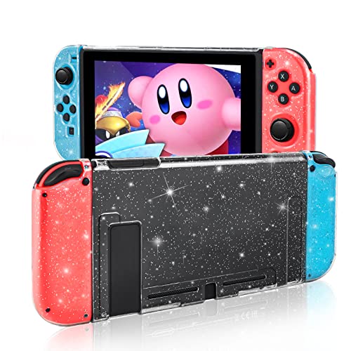 DLseego Dockable Crystal Case Compatible with Nintendo Switch, Glitter Bling Cover with Shock-Absorption and Anti-Scratch Design Protective Case - Crystal Glitter