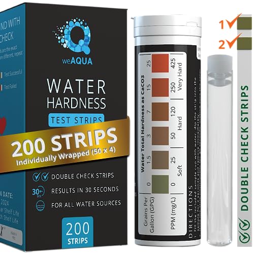 Water Hardness Test Kit - DoubleCheck200 Strips with Sample Cup - Hard Water Testing Kit