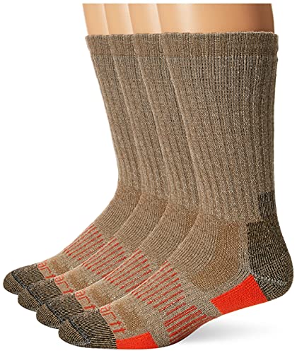 Carhartt Men's All-Terrain Boot Socks, Brown, Pack of 6