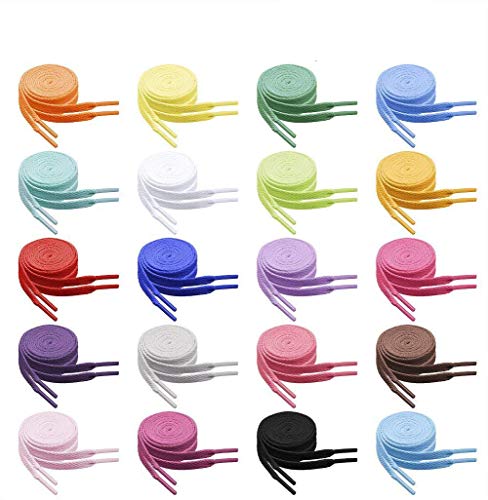 Tupalizy 20 Colors 45 Inch Flat Athletic Shoelace Replacement Alternative Shoe Laces Strings for Women Men Fashion Canvas Sports Shoes Boots Sneakers Skates, 20Pairs