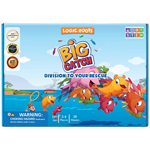LogicRoots Big Catch Division Game with Remainder - Fun Math Board Game for 9-12 Year Olds, Educational STEM Toy for Kids at Home, Advanced Learning Gift for Girls & Boys, Grade 4 and Up