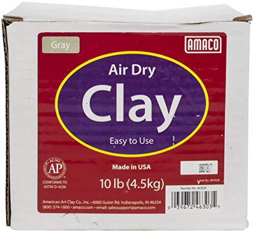 AMACO Air Dry Clay, Gray, 10 lbs, Grey