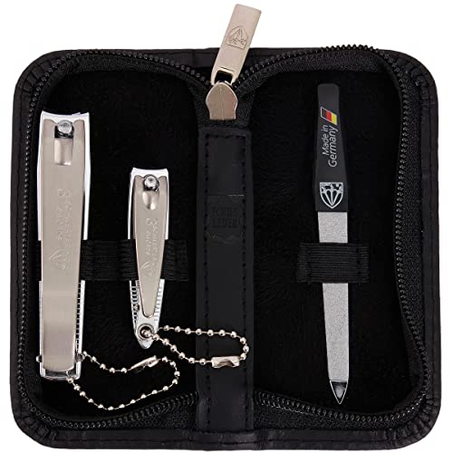 3 Swords Germany - brand quality 3 piece manicure pedicure grooming kit set for professional finger & toe nail care tool clipper fashion leather case in gift box, Made by 3 Swords (762)