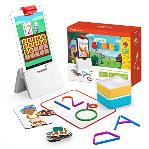 Osmo-Little Genius Starter Kit for Fire Tablet + Early Math Adventure-6 Educational Games-Ages 3-5-Counting, Shapes & Phonics-STEM Toy Gifts-Ages 3 4 5(Osmo Fire Tablet Base Included-Amazon Exclusive)