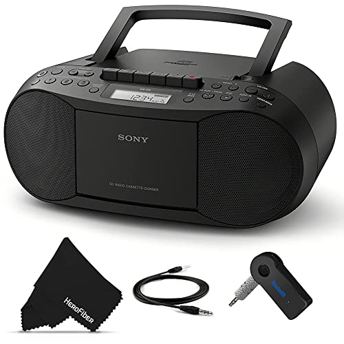 Sony Bluetooth Boombox CD Radio Cassette Player Portable Stereo Combo with AM/FM Radio, Tape Player and Recorder & Bluetooth Receiver | Home Radio or for the Beach | Includes Aux Cable, Cleaning Cloth