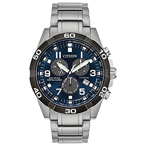 Citizen Men's Eco-Drive Weekender Sport Casual Brycen Chronograph Watch in Super Titanium, Blue Dial (Model: BL5558-58L)
