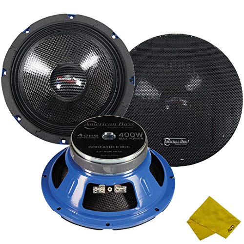 American Bass Godfather 8' Midrange Car Speaker, 400 Watt Maximum Power, Mid Bass Car Audio Stereo Woofer Loudspeaker, 4 Ohm Voice Coil – (1 Speaker)