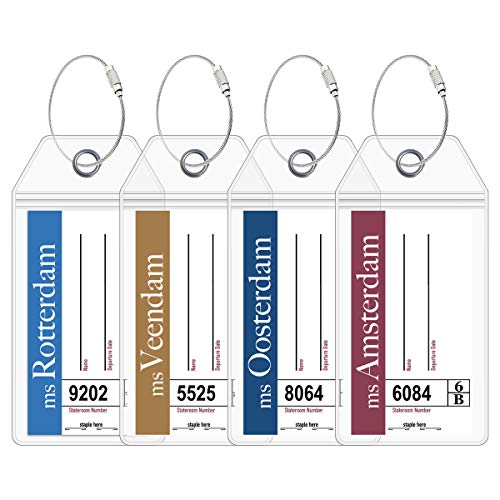 Holland America Luggage Tag Holders by Cruise On [4 Pack] Fits All Holland America Ships & Tags for Cruises in 2023 & 2024