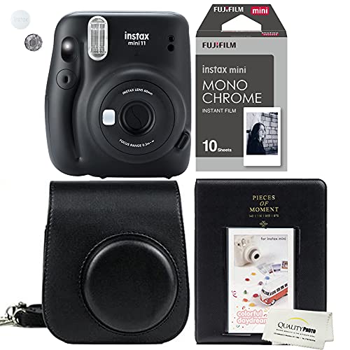 Fujifilm Instax Mini 11 Charcoal Grey Instant Camera Plus Matching Case, Photo Album and Fujifilm Character 10 Films (Monochrome)……