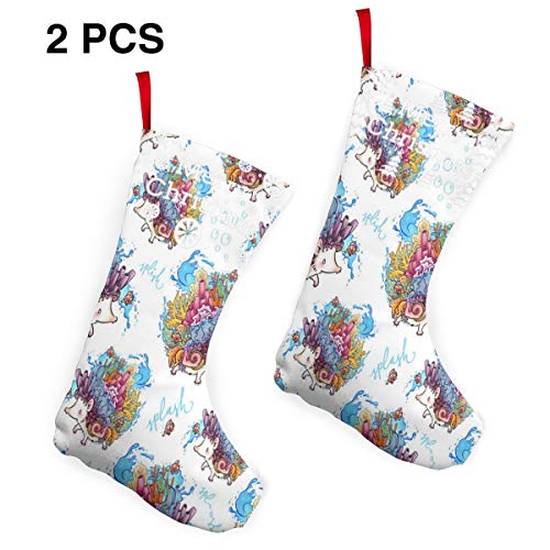 Coral Reef Hedgehogs Personality Christmas Stockings 2 Pcs Set 12'' for Everyone One Size