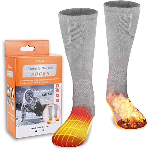 Heated Socks, Electric Heating Socks Battery Heated Winter Warm Cotton Socks for Men Women Camping Fishing Cycling Motorcycling Skiing Hunting Hiking - Grey