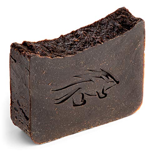 Natural Pine Tar Soap for Men and Women, 4 oz Bar, 20% Pine Tar - Handmade Body Soap to Help Relieve Symptoms of Eczema and Psoriasis - Creosote Free - Strong Smoky Campfire Like Scent