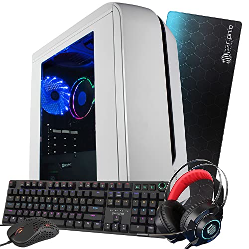 Periphio Warp Gaming PC Computer with 4in1 RGB Gaming Bundle | AMD Athlon 3000G | Radeon Vega 3 iGPU (2GB) | 500GB SSD | 16GB DDR4 RAM | Windows 10 Desktop + RGB Mouse, Keyboard, Headset, XXL Desk Mat