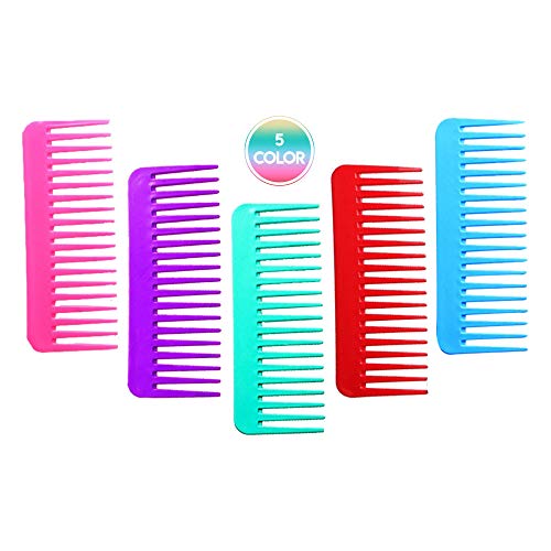 QITIMIR Large Hair Detangling Comb Wide Tooth Comb for Curly Hair Wet Dry Hair,Combs for Women,Men,Kids,Shampoo Comb,Plastic Comb Set