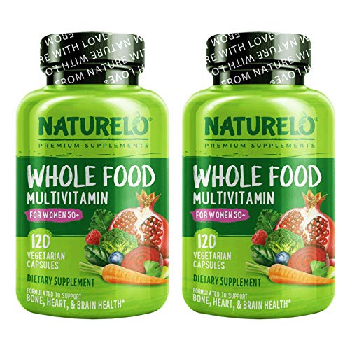 NATURELO Whole Food Multivitamin for Women 50+ (Iron Free) with Vitamins, Minerals, & Organic Extracts - Supplement for Post Menopausal Women Over 50 - No GMO - 240 Vegan Capsules