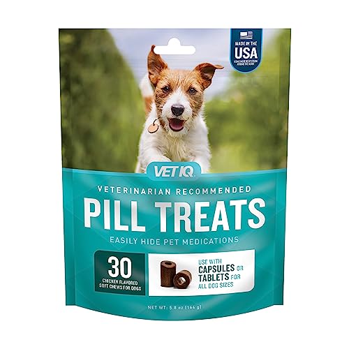 VetIQ Pill Treats Advanced Formula for Dogs, Chicken Flavor Soft Chews, Made in the USA, 30 Count