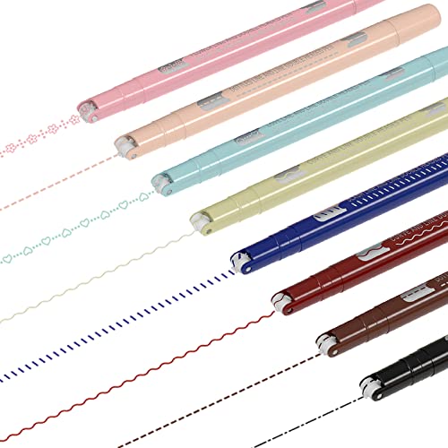 AECHY Colored Curve Pens, Dual Tip Pens with 6 Different Curve Shapes & 8 Colors Fine Tips, Planner Pens For Writing Journaling Note Taking Drawing Scrapbook Art School Supplies(Classic)