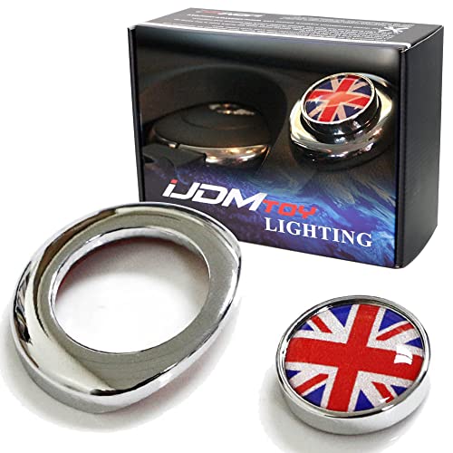 iJDMTOY Classic Red/Blue Color UK Union Jack Design Engine Start Push Start Cap Cover Decoration, Compatible with 2nd Gen Mini Cooper