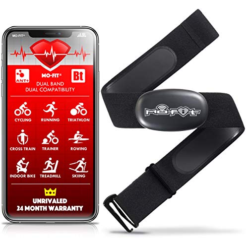 Mo-Fit Heart Rate Monitor Chest Strap for Garmin, Apple, Android, Peloton, Zwift, Strava, ANT+ and Most Bluetooth 4.0 Enabled Fitness Devices
