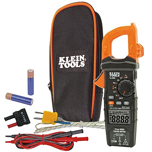 Klein Tools CL800 Digital Clamp Meter, Autoranging TRMS, AC/DC Volt/Current, LoZ, Continuity, Frequency, Capacitance, NCVT, Temp, More 1000V