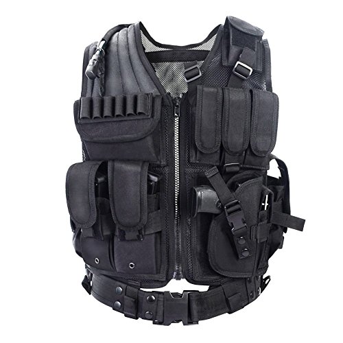 vAv YAKEDA Tactical Vest Outdoor Ultra-Light Breathable Combat Training Vest Adjustable for Adults 600D Encryption Polyester-VT-1063 (Black)