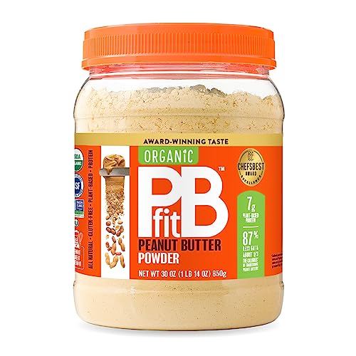 PBfit All-Natural Organic Peanut Butter Powder, Powdered Peanut Spread from Real Roasted Pressed Peanuts, 7g of Protein, 30 Ounce (Pack of 1)