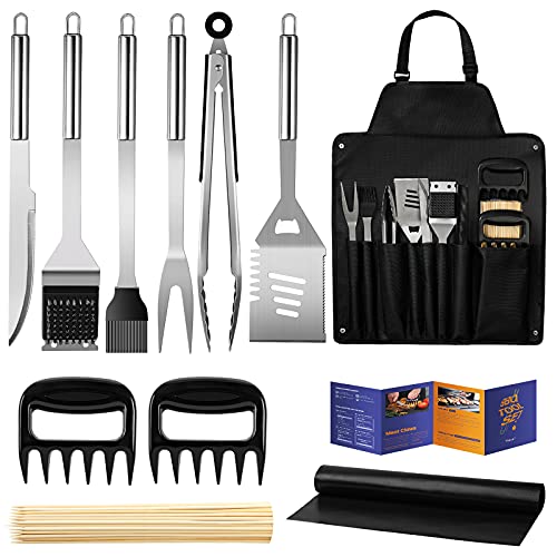 Veken BBQ Grill Accessories, 11PCS Stainless Steel BBQ Tools Set for Men & Women Grilling Accessories with Storage Apron Gift Set for Barbecue Indoor/Outdoor