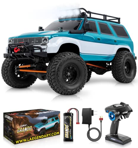 LAEGENDARY RC Crawler - 4x4 Offroad Crawler Remote Control Truck for Adults - RC Car, RC Rock Crawler, Fast Speed, Electric, Hobby Grade Car - 1:10 Scale, Brushed, Blue - Green