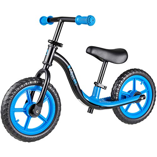 Albott Balance Bike Training Bike for 18 Months Kids - No Pedal 12' Push Bikes with Footrest for Baby Toddlers (Black)