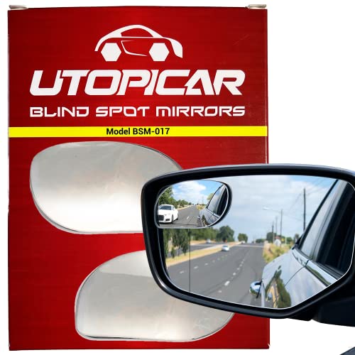 Blind Spot Mirrors Unique design Car Door mirrors | Mirror for blind side engineered by Utopicar for larger image and traffic safety. Awesome rear view! [frameless design] (2 pack)