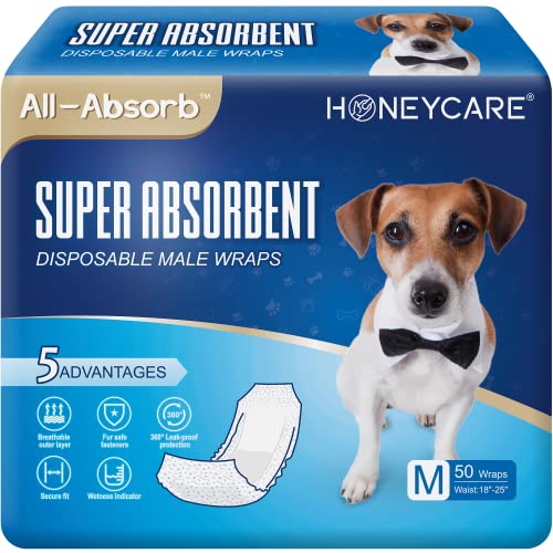 All-Absorb A25 Male Dog Wrap, 50 Count, Medium , White