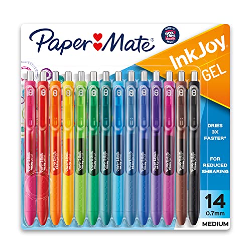 Paper Mate InkJoy Pens, Gel Pens, Medium Point (0.7mm), Assorted, 14 Count