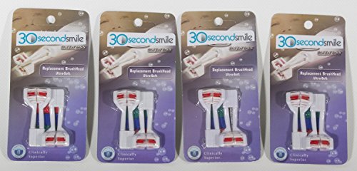 30 Second Smile - Ultra Extra Soft (1 Pack) Dual Brush Replacement Heads for Electric Toothbrush - Teeth Whitening, Plaque Removal, Oral Care - Dentist Recommended