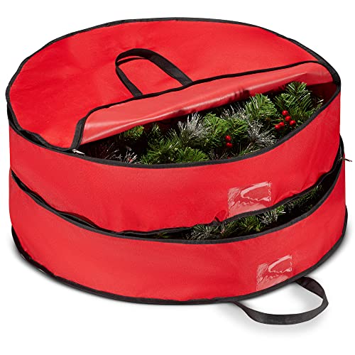 Nakior Christmas Double Wreath Storage Bag – 30 Inch Xmas Wreath Storage Container – Stores 2 Wreath’s Upto 30” Each– Garland Bag Made from a Durable 600 Oxford Fabric