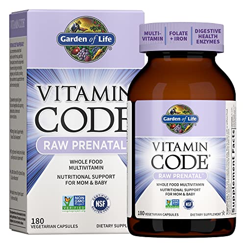 Garden of Life Prenatal Multivitamin for Women with Iron, Folate & Vitamin C and D3 for Neural Development & Probiotics for Immune Support – Vitamin Code – Non-GMO, Gluten-Free, Kosher, 60 Day Supply