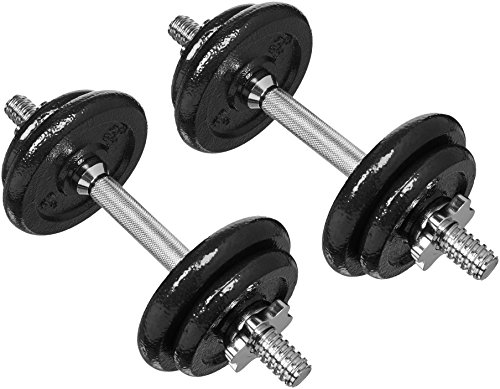 Amazon Basics Adjustable Barbell Lifting Dumbbells Weight Set with Case, 38 Pounds, Black