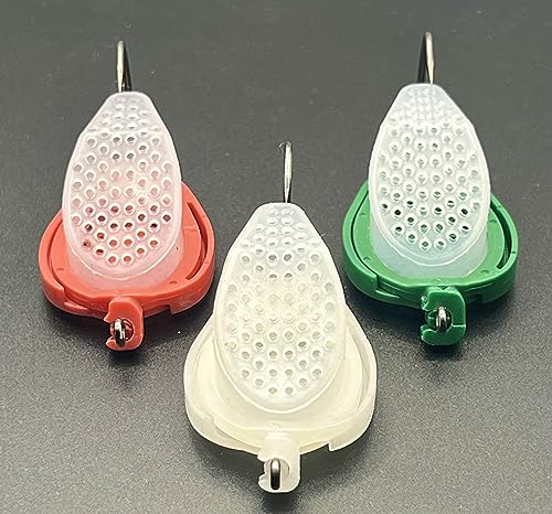 Baitlok Bait/Scent Containment Lure- 3 Pack, 1 of Each Color Red, Green, and Glow (All Single Hook Models)