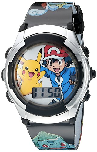 Accutime Kids Pokemon Ash & Pikachu Digital LCD Quartz Multicolor Wrist Watch with Black Strap, Cool Inexpensive Gift & Party Favor for Boys, Girls, Adults All Ages (Model: POK3018)