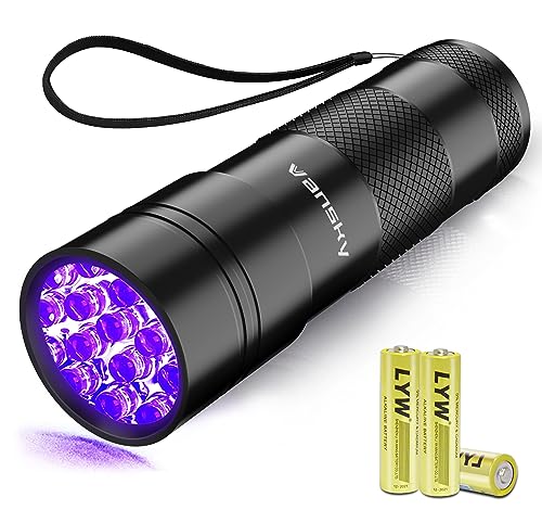 Vansky Black Light UV Flashlight Blacklight 12 LED Urine Detector for Dog/Cat/Pet Urine & Dry Stains and Bed Bug On Carpets/Rugs/Floor,Matching with Pet Odor Eliminator