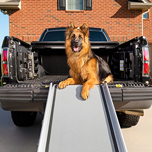 PetSafe Happy Ride Extra Long Telescoping Dog Ramp for Cars, Trucks, SUVs & Minivans - 87 Inch Portable Pet Ramp for Large Dogs - Aluminum Frame Weighs Only 18 lb, Supports up to 300 lb, Easy Storage