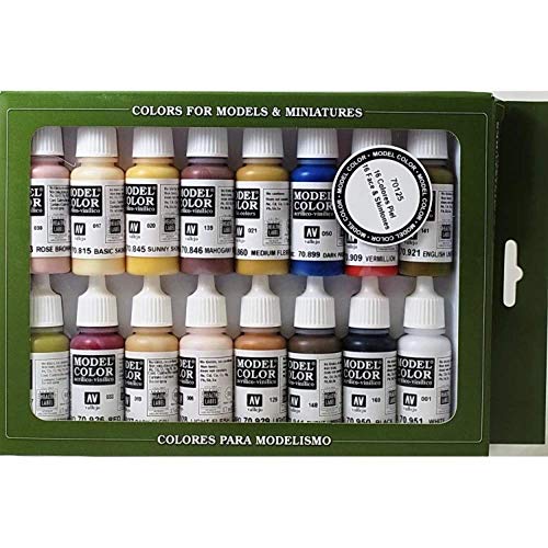 Vallejo Face/Skin Colors Paint Set, 16-Colors, 17ml, 0.57 Fl Oz (Pack of 16)