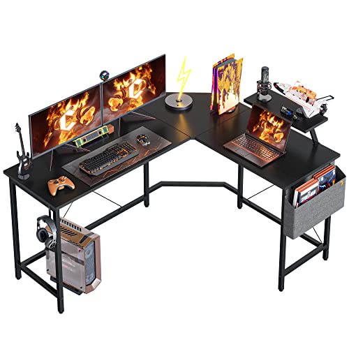 Cubiker 59.1' L-Shaped Gaming Desk, Home Office Computer Desk with Monitor Stand, Black