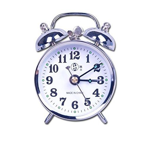 Besplore Double Bell Mechanical Wind Alarm Clock,Silver