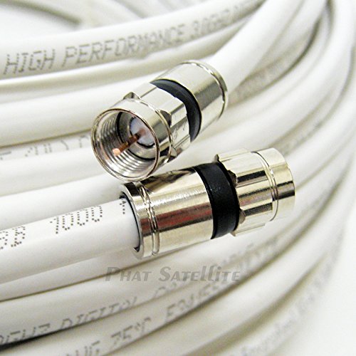 200ft White Perfect Vision Solid Copper UL cm CL2 Rated for in Wall Installation 3ghz 75 Ohm Coaxial Rg6 Directv, Dish Network, Cable Tv Video Cable w/PPC Rg6 Fittings by PHAT Satellite INTL